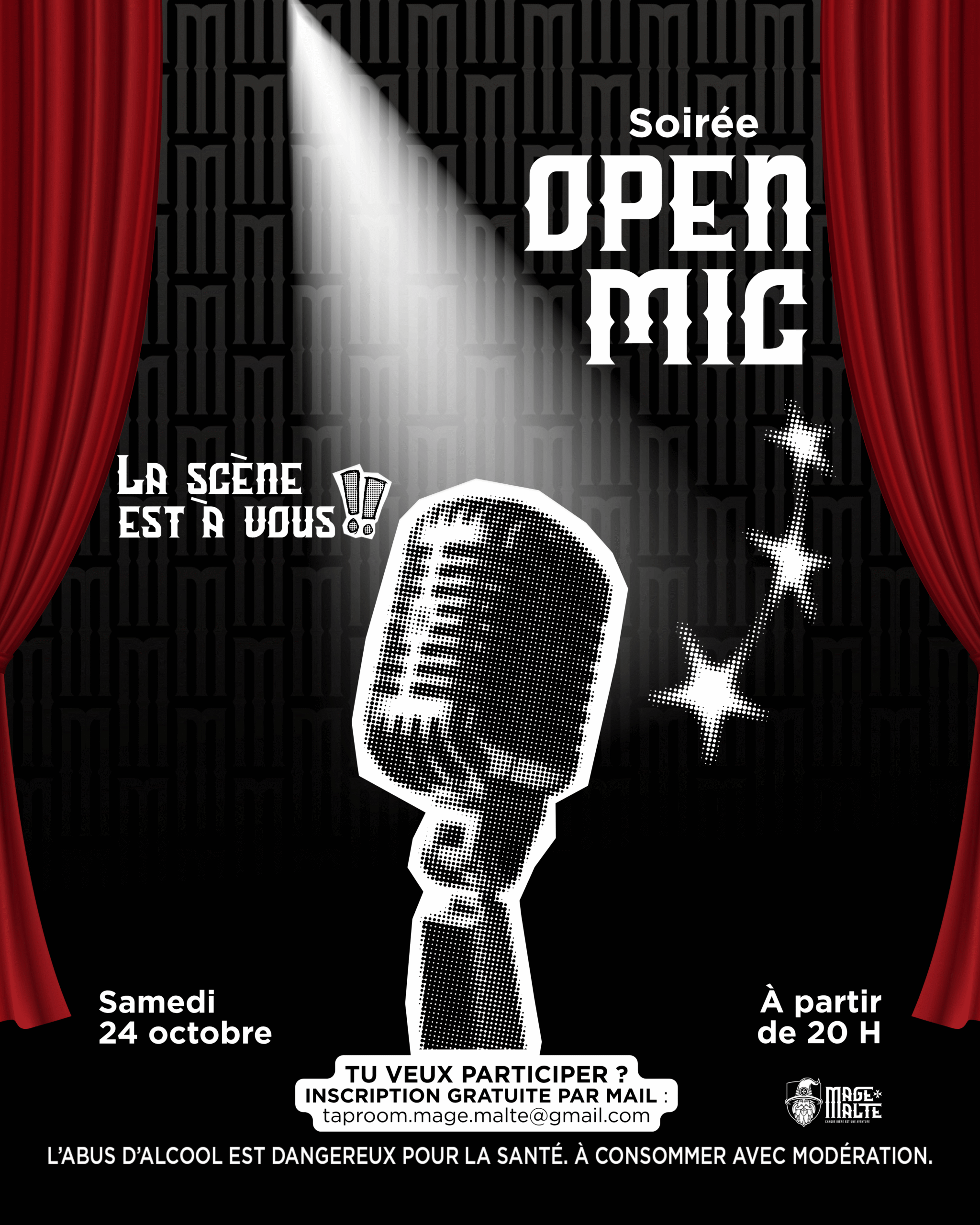 Affiche de la soirée Open Mic à la Taproom Mage Malte le 24 octobre 2026